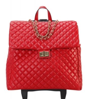 Fashion Quilted Luggage Bag - Ruby Red