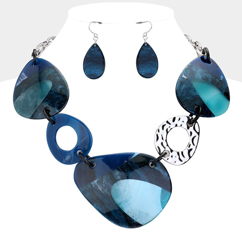 Blue Wave Statement Necklace Set