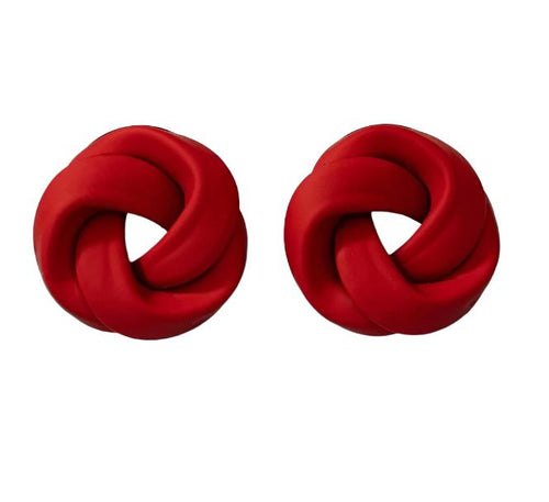 Beautiful Knot Earrings - Red