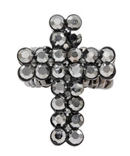 Crystal Cross Ring - Hematite