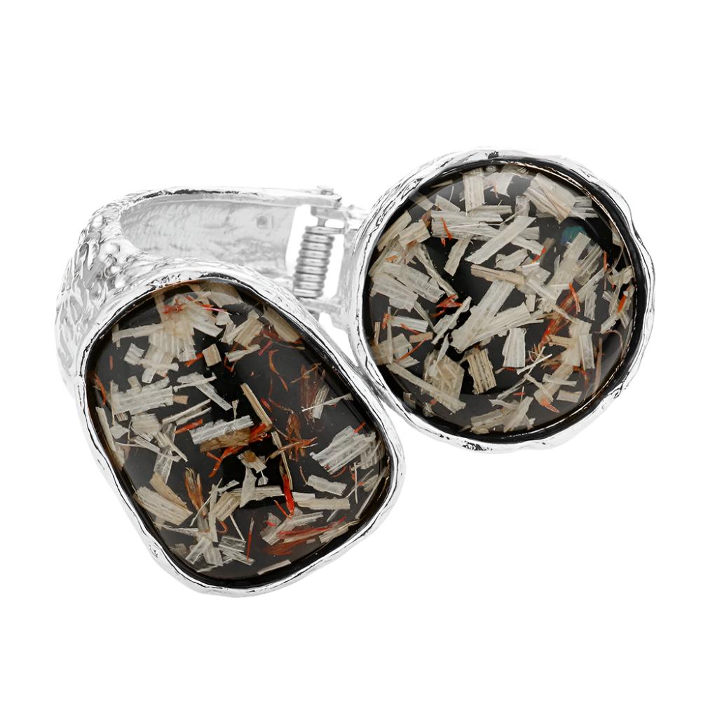 Double Confetti Stone Hinged Bracelet - Black