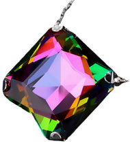 Extra Large Square Multicolor Crystal Pendant Necklace