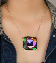 Extra Large Square Multicolor Crystal Pendant Necklace