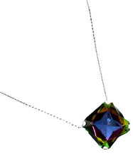 Extra Large Square Multicolor Crystal Pendant Necklace