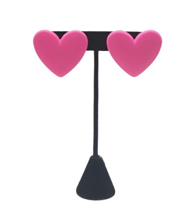 Heart Shaped Fashion Earrings - Fuchsia