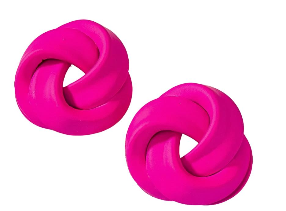 Beautiful Knot Earrings - Hot Pink