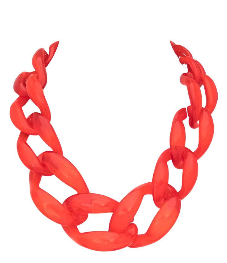 Link Statement Necklace - Brilliant Red