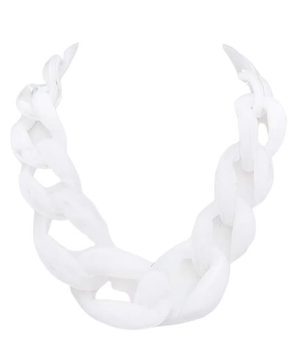 Link Statement Necklace - White