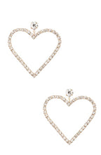 Crystal Heart Earrings - Gold-Clear