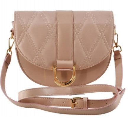 Quilted Flapover Crossbody - Blush