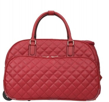 Fashion Quilted Luggage Trolley - Red