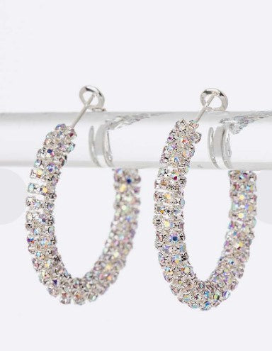 Small Rhinestone Wrapped Hoops - AB