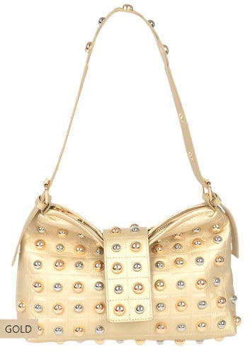 Studed Shoulder Bag - Gold