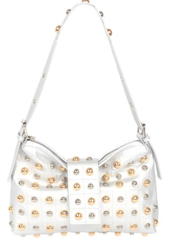 Studed Shoulder Bag - Silver