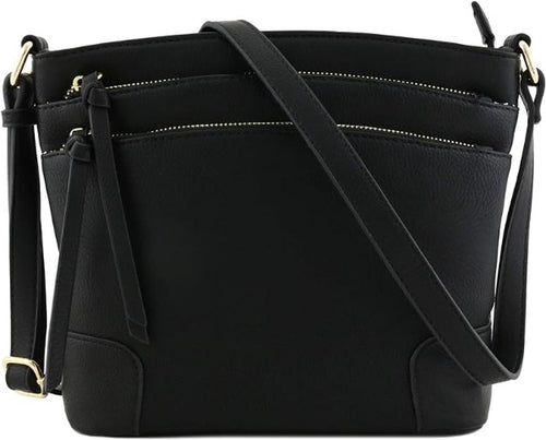 All-In-One Tassel Detailed Crossbody Bag/ Messenger Bag - Black