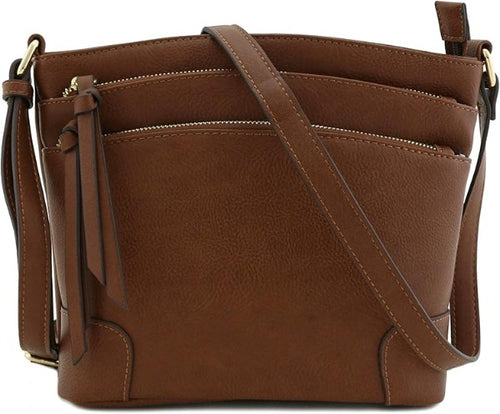 All-In-One Tassel Detailed Crossbody Bag/ Messenger Bag - Coffee