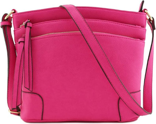 All-In-One Tassel Detailed Crossbody Bag/ Messenger Bag - Fuchsia