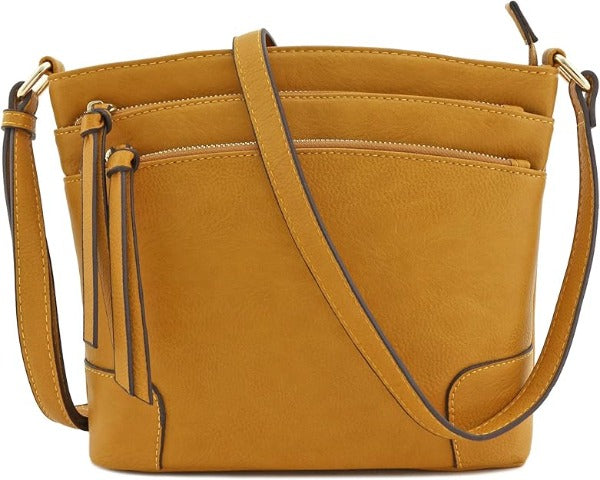 All-In-One Tassel Detailed Crossbody Bag/ Messenger Bag - Mustard