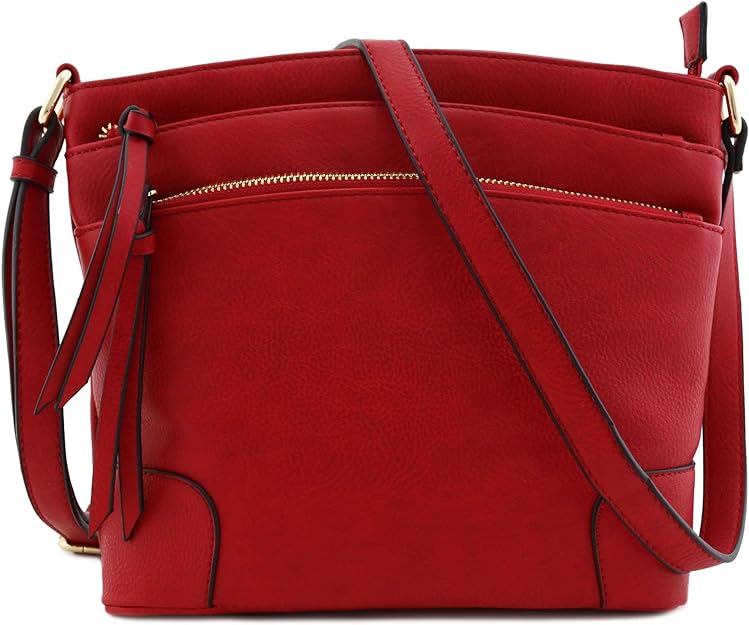 All-In-One Tassel Detailed Crossbody Bag/ Messenger Bag - Red