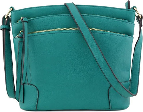 All-In-One Tassel Detailed Crossbody Bag/ Messenger Bag - Teal