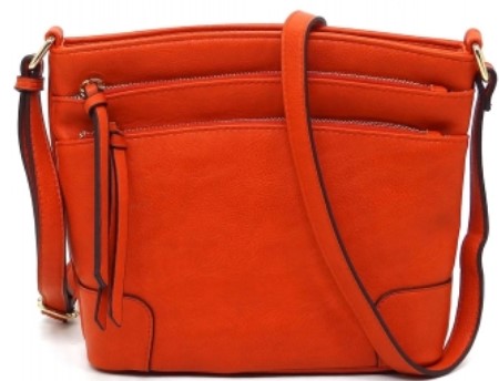 All-In-One Tassel Detailed Crossbody Bag/ Messenger Bag - Carrot