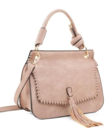 Top Handle Tassel Crossbody Bag - Blush