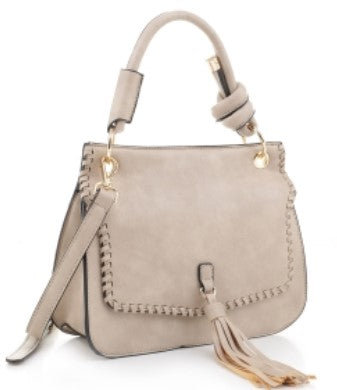 Top Handle Tassel Crossbody Bag - Tan