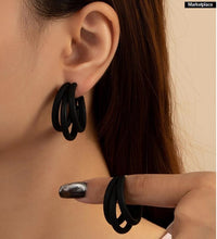 Triple Play Hoop Earrings - Black