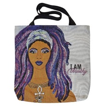 I AM WORTHY WOVEN TOTE BAG