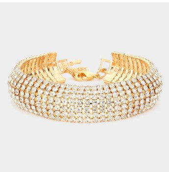 7 Lines Rhinestone Evening Bracelet - (2 Colors Available)