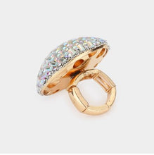 Baguette Cut Rhinestone Embellished Dome Ring - (3 Colors Available)