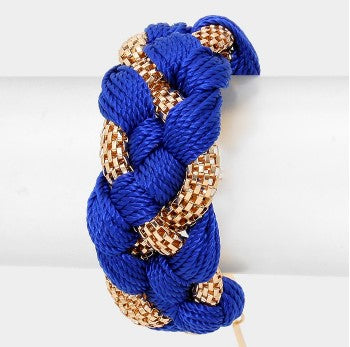 Braided Thread & Metal Mesh Bracelet - (3 Colors Available)