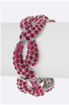 Fuchsia Crystal Textured Bangle Bracelet