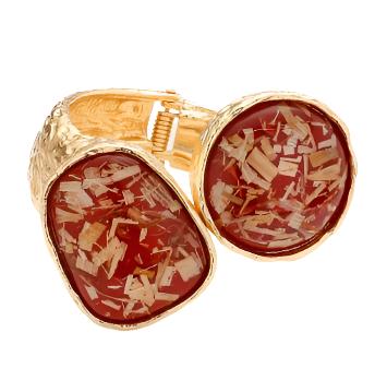 Double Confetti Stone Hinged Bracelet - Deep Red